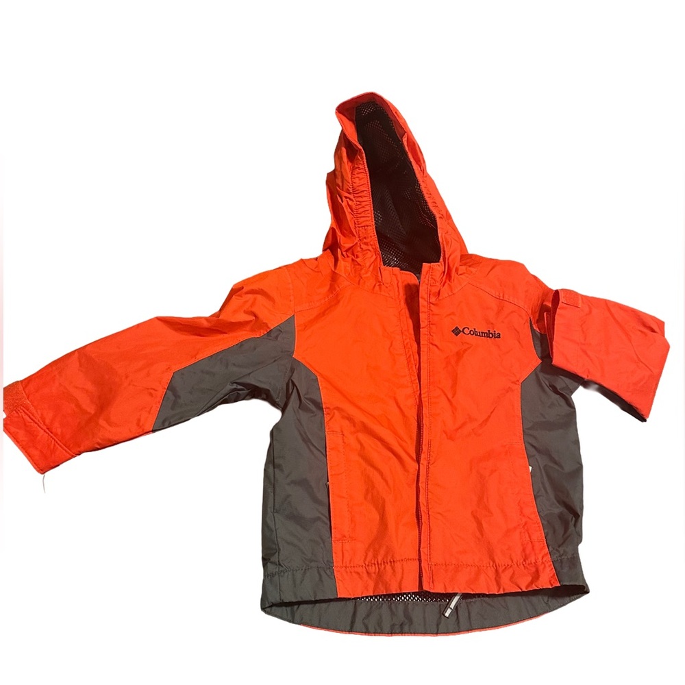 2T EUC Columbia Kids Bright Red and Gray Raincoat